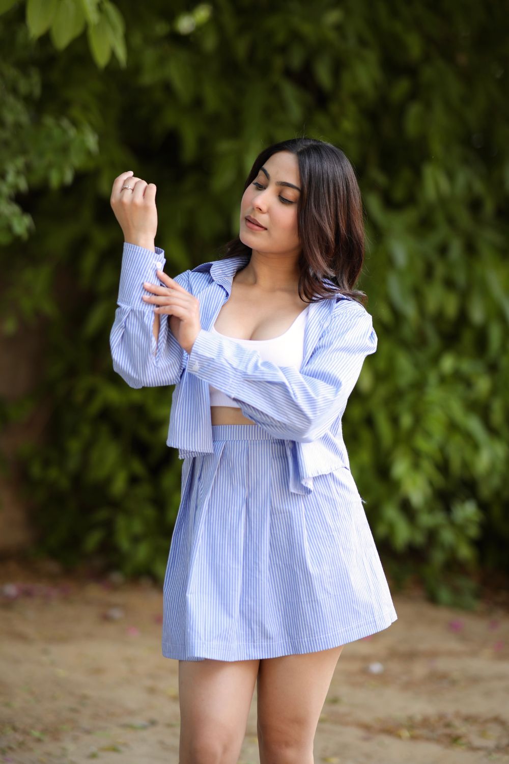 About Golfing Blue Shirt and Skirt Set