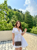 Imagine by Shiwali white cotton Katherine dress in size XS, featuring a comfortable and stylish design with a classic collar.