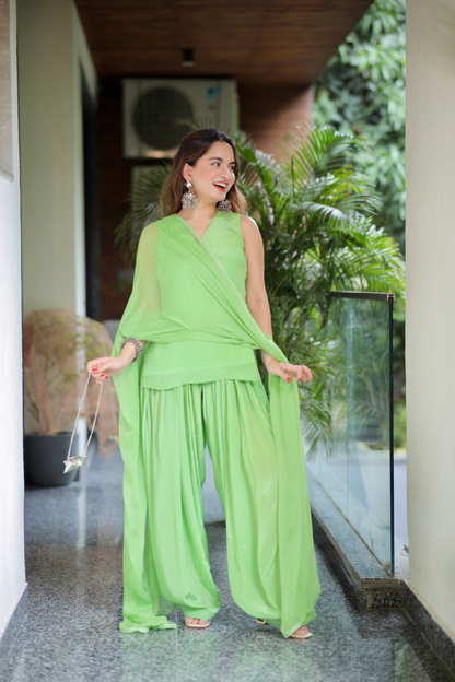 Imagine by Shiwali Sana green short kurti and salwar set, lightweight cotton fabric with intricate embroidery details.