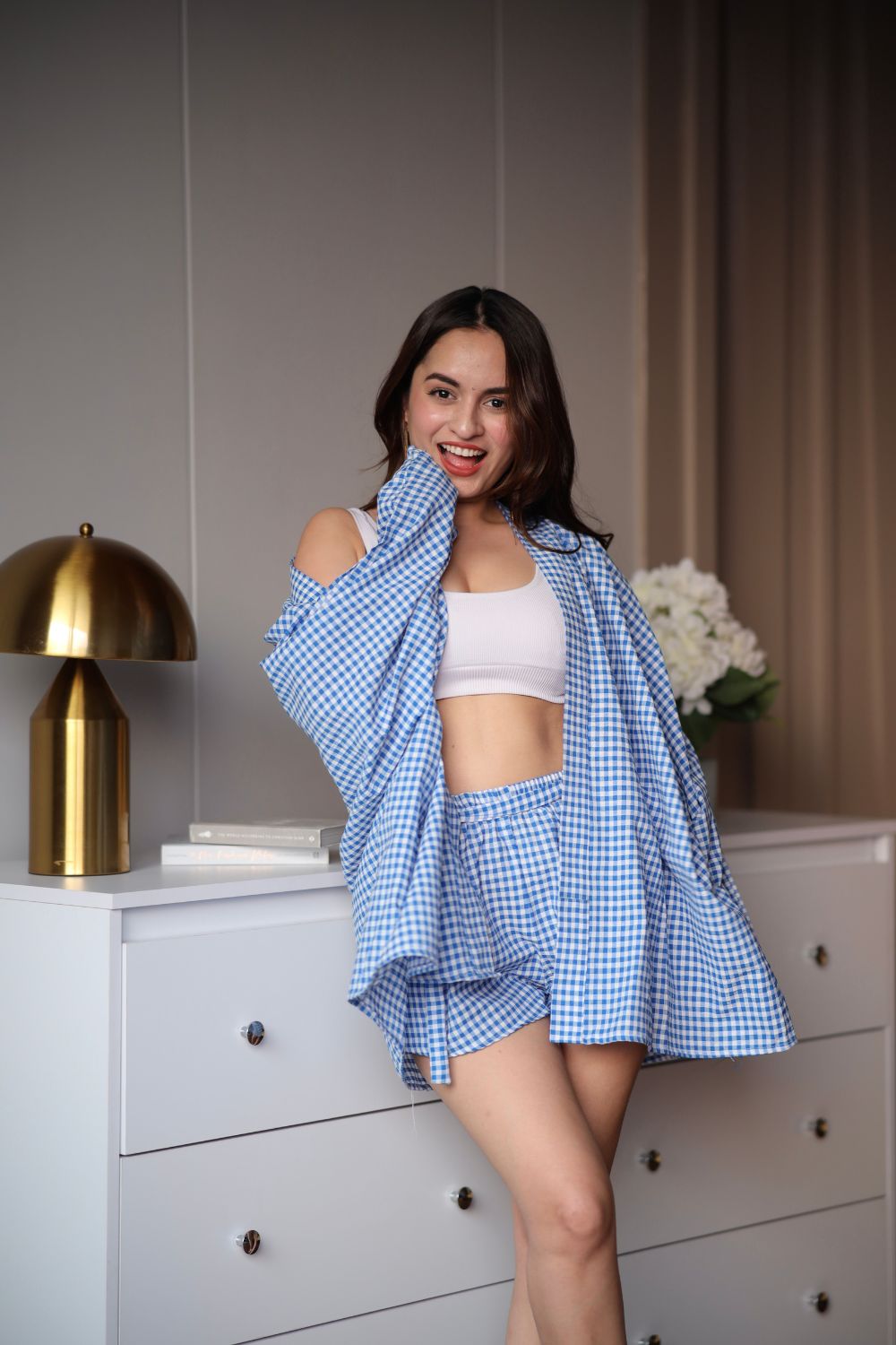 About Lily Blue Cotton Co-ord Set with Shorts