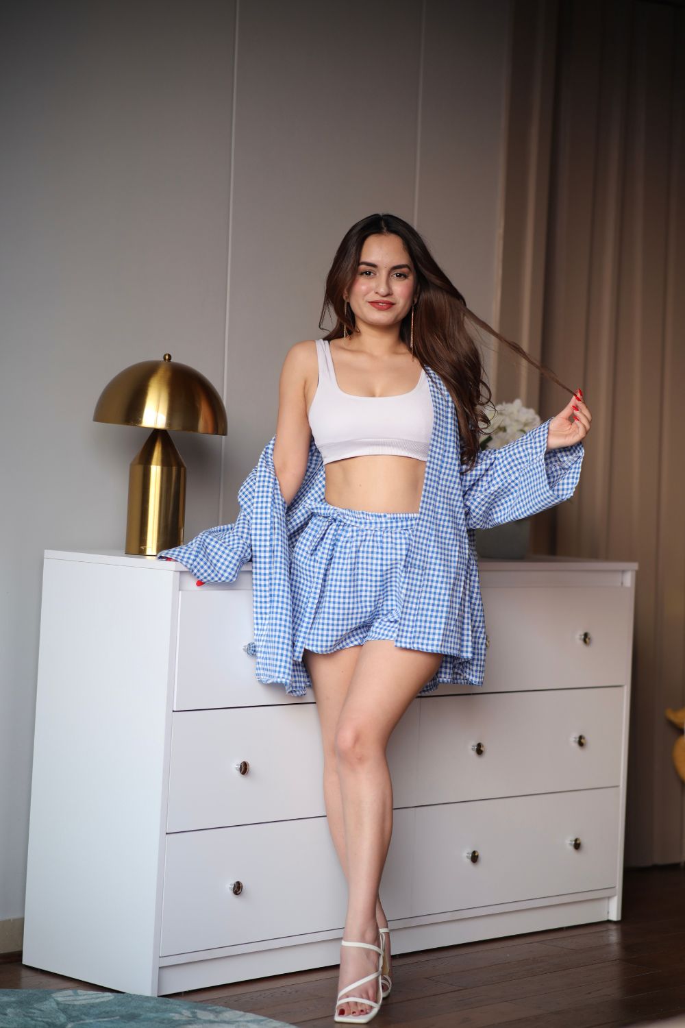 Lily Blue cotton co-ord set with matching shorts by Imagine By Shiwali, featuring a stylish, comfortable design.