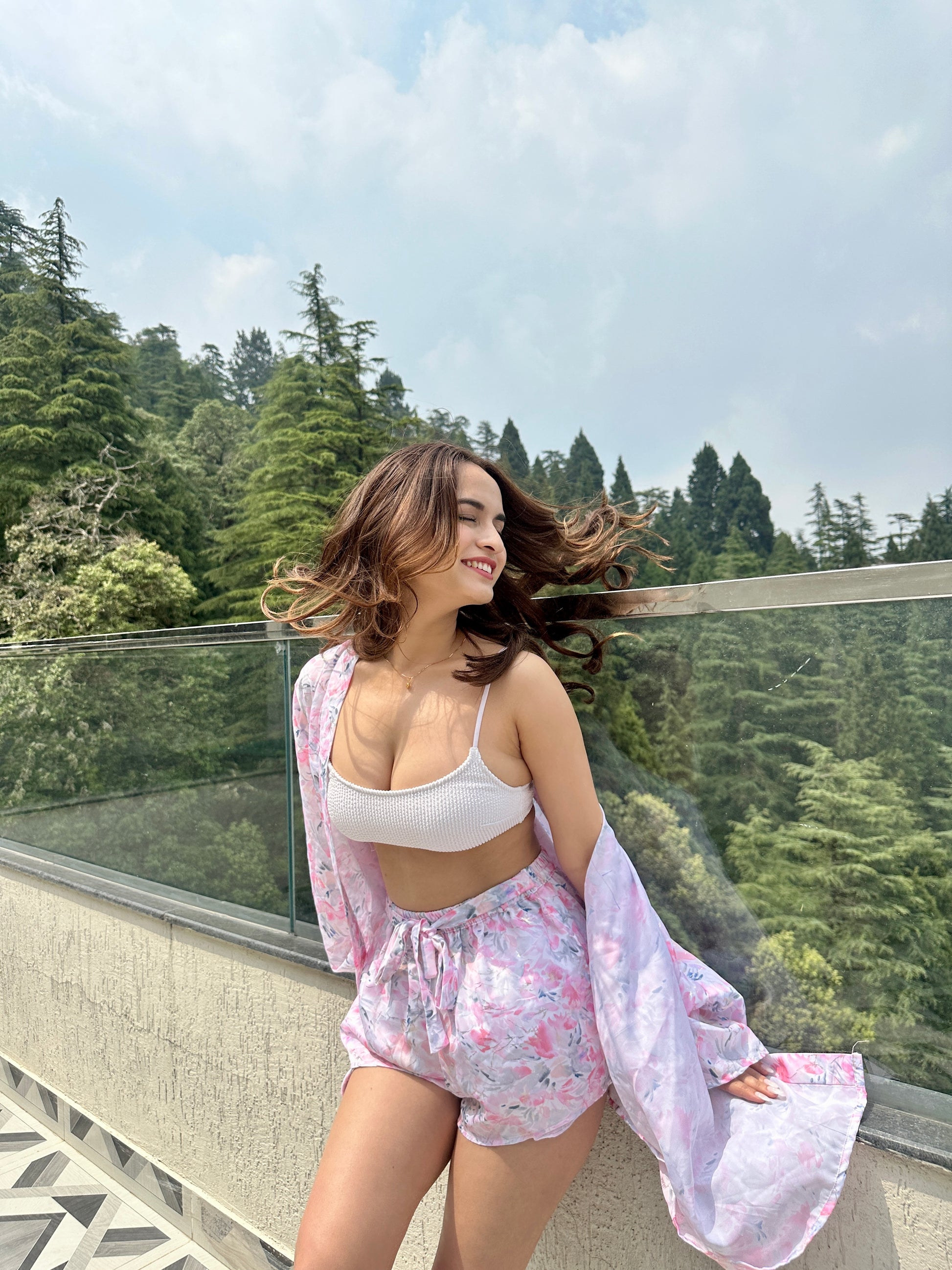 Pink Lily co-ord set with matching shorts from Imagine By Shiwali, made of 100% cotton, casual and comfortable for everyday wear.