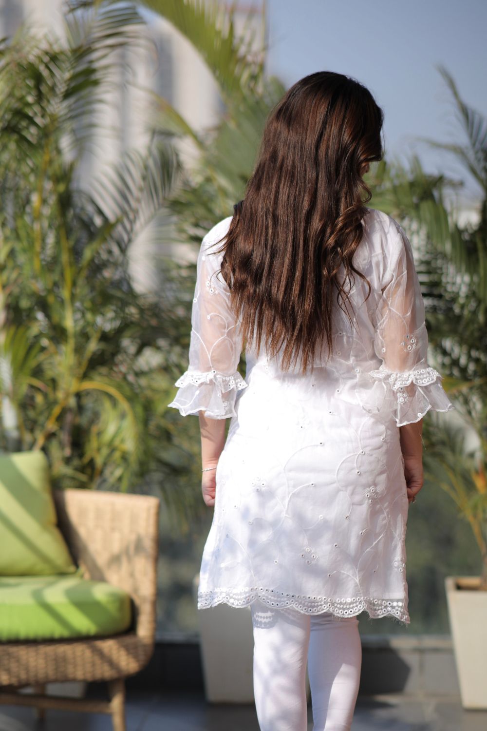 White cotton organza Kurti by Imagine By Shiwali, lightweight and breathable with intricate fabric details.