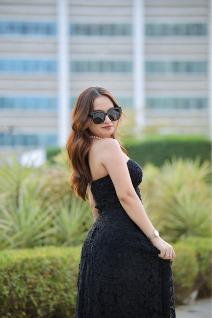 Imagine By Shiwali Bella Black Dress in XXS size, showcasing a stylish sleeveless design with elegant fabric and fitted silhouette.