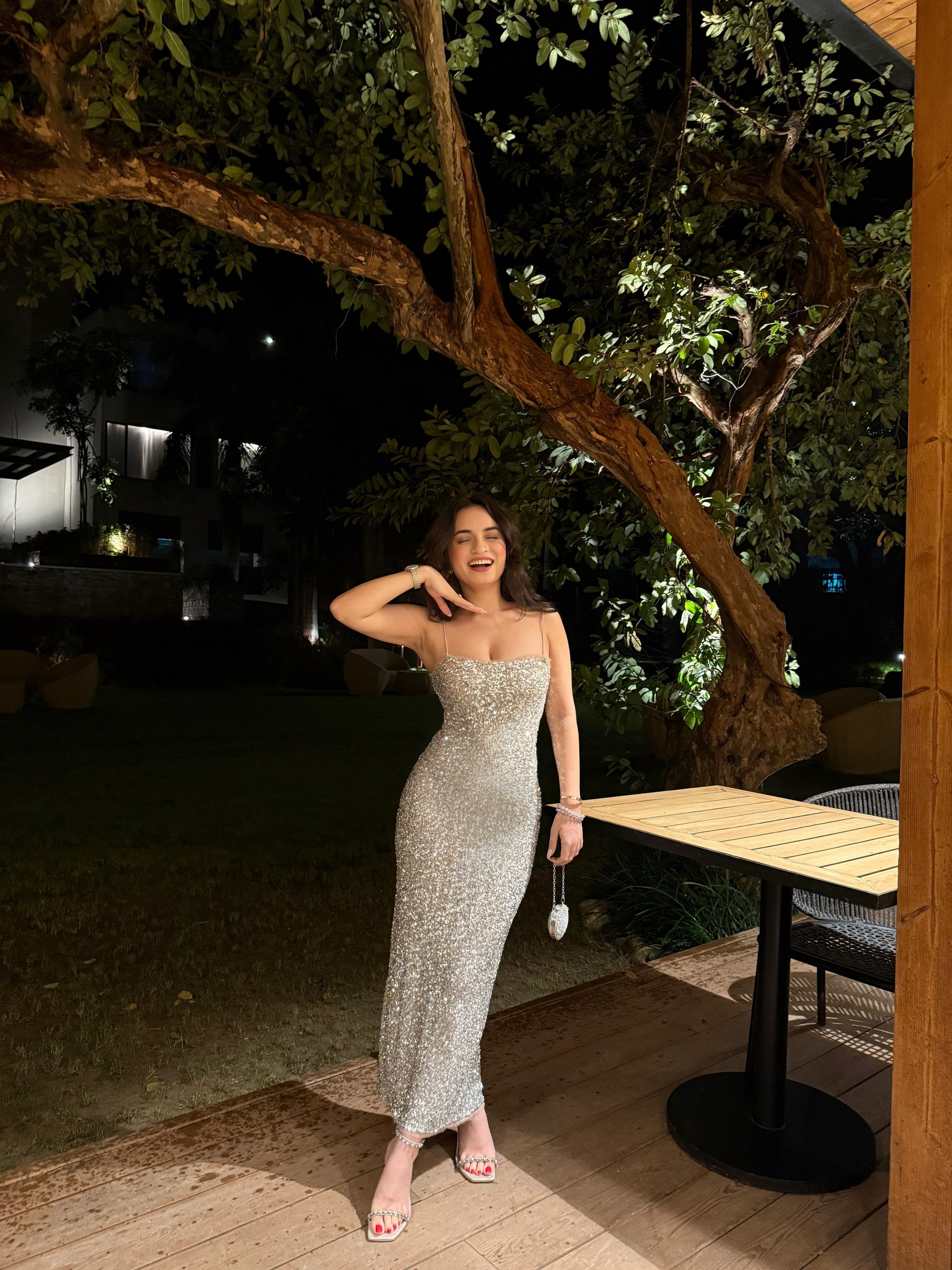 celine silver dress Celine silver gown | Elegant sequin evening dress