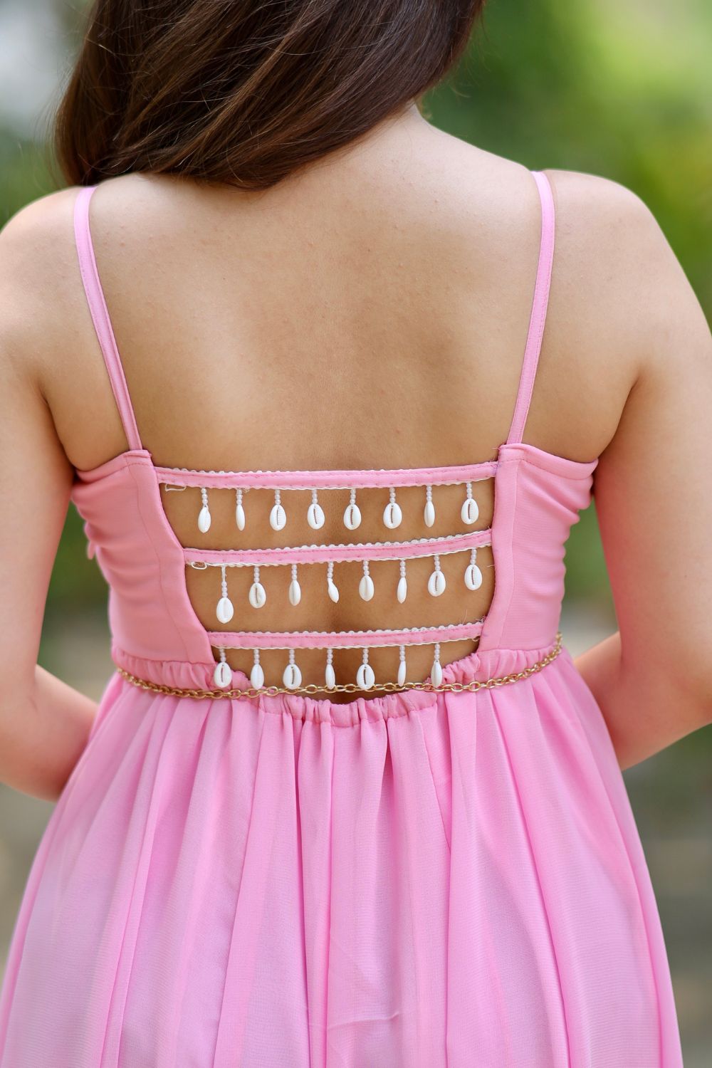 Pink Diya Gown by Imagine By Shiwali, featuring intricate embroidery and flowing fabric, styled for elegant occasions.