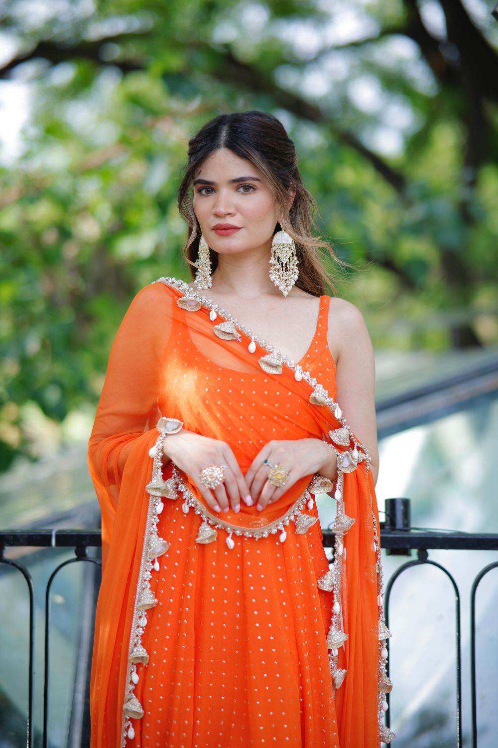 About Dolly Orange Anarkali Suit
