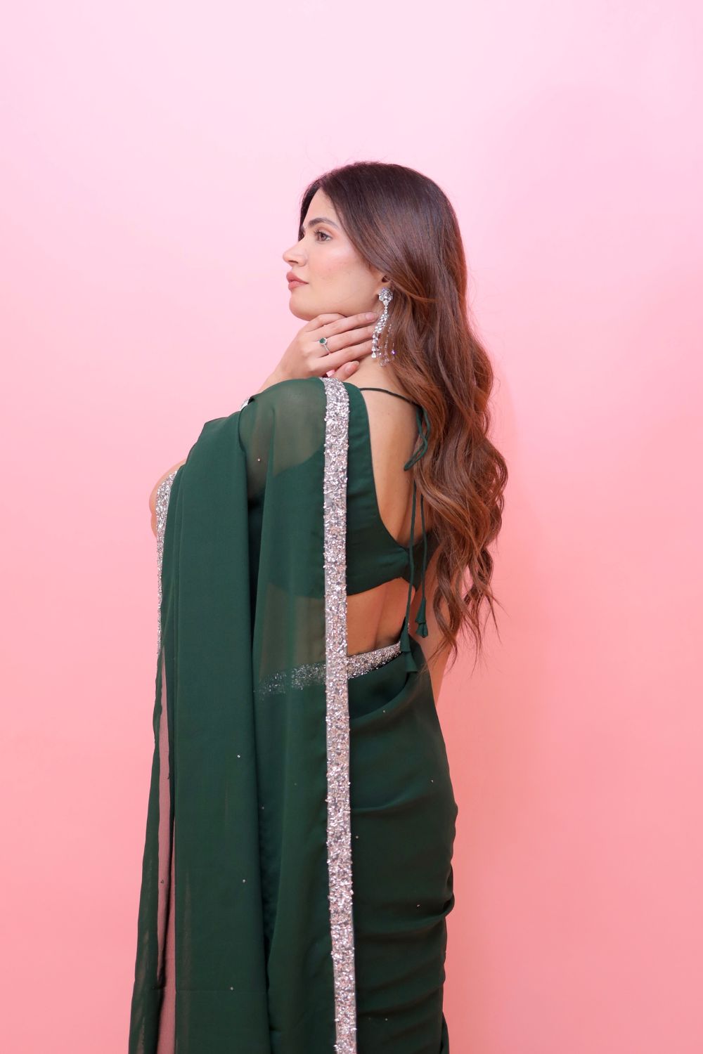 Imagine By Shiwali Raveena Georgette Saree with matching blouse, featuring elegant drape and intricate design.