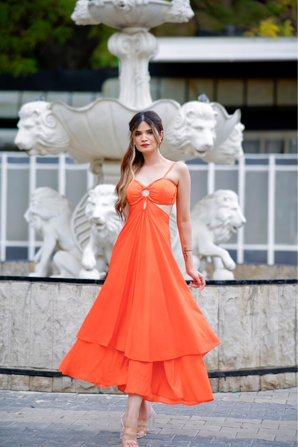 About Isabella Cutout Dress - Orange