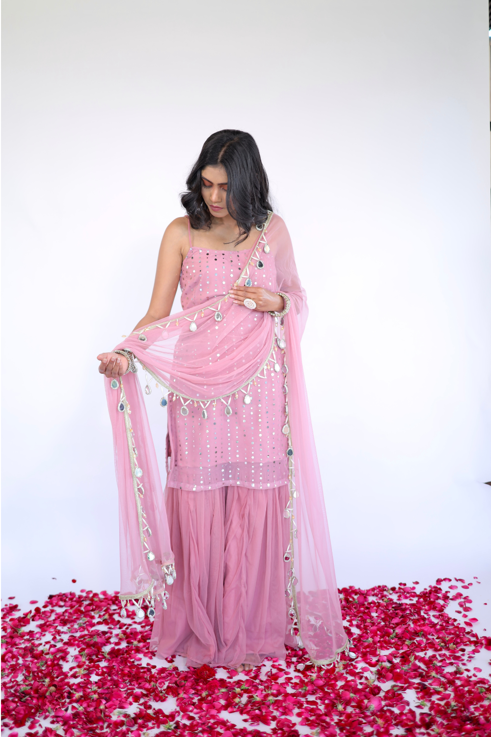 About Keeva Soft Pink Sharara Set