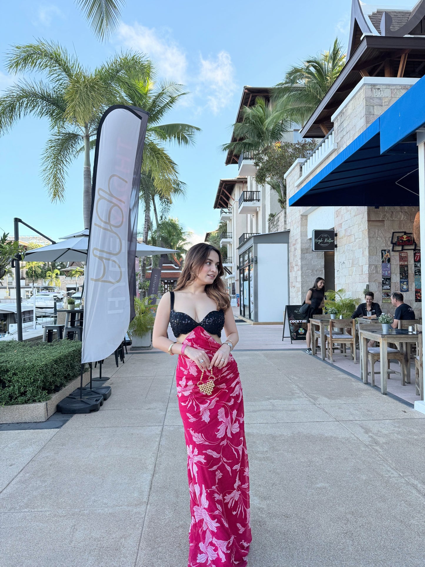 Imagine By Shiwali Koko Black-Pink cocktail gown, featuring a fitted silhouette and elegant design, shown in the image.