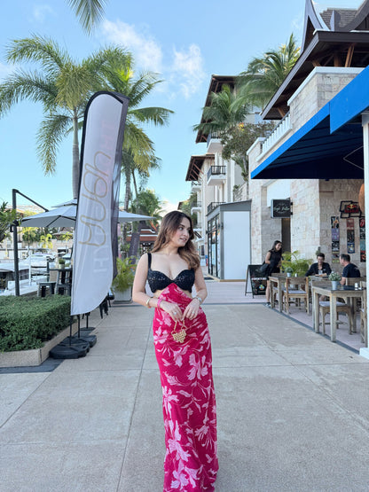 Imagine By Shiwali Koko Black-Pink cocktail gown, featuring a fitted silhouette and elegant design, shown in the image.