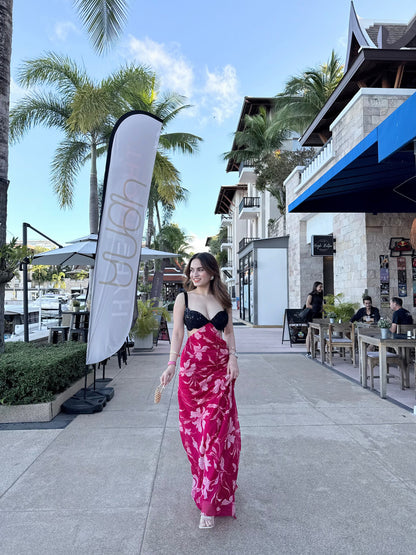 Imagine By Shiwali Koko Black-Pink cocktail gown in XS with elegant fabric and detailed design, perfect for formal occasions.