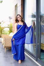 Blue Laila Chikankari sharer suit by Imagine By Shiwali, featuring intricate embroidery and traditional design.