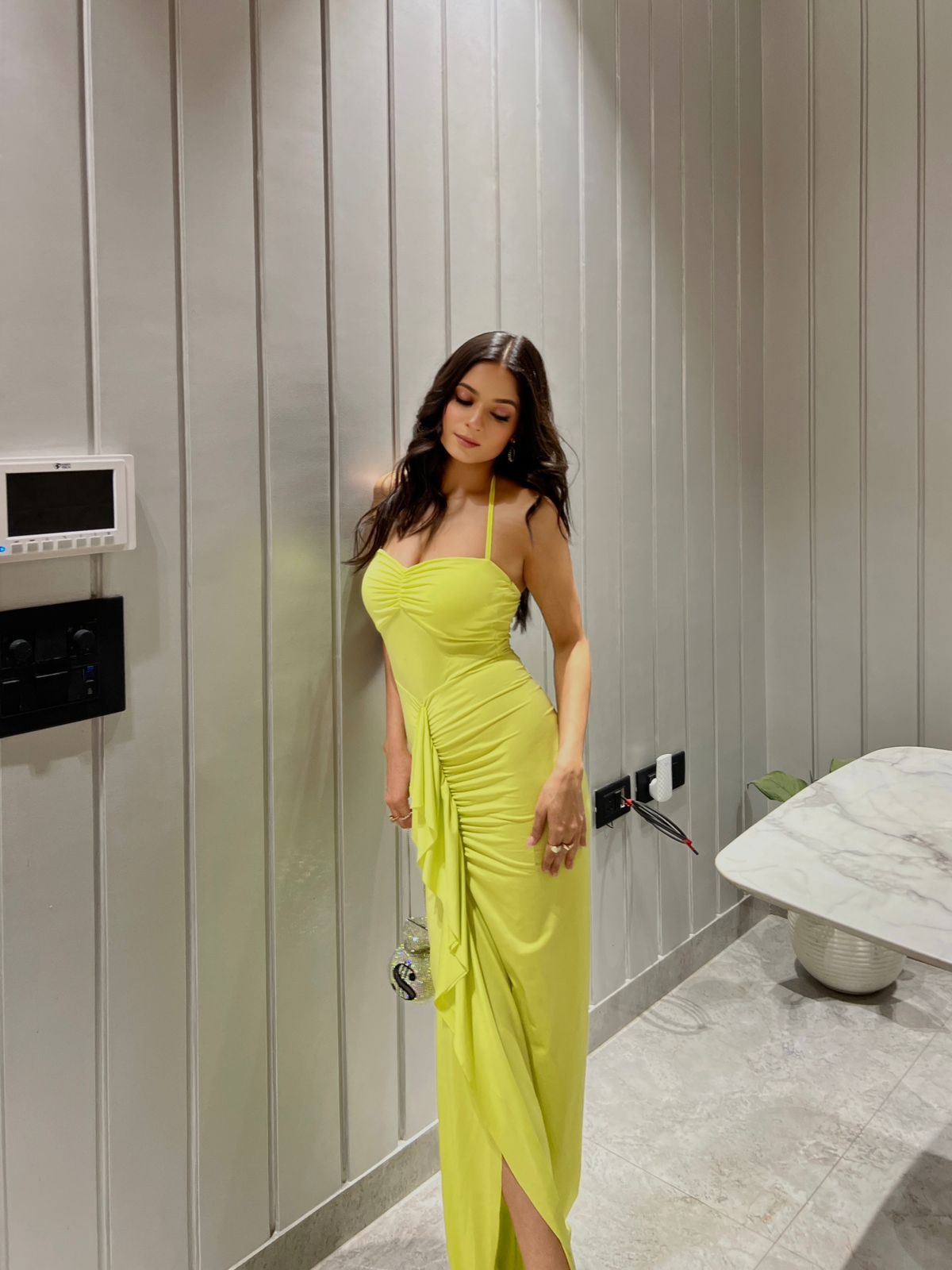 About Lemon Yellow Midi Dress