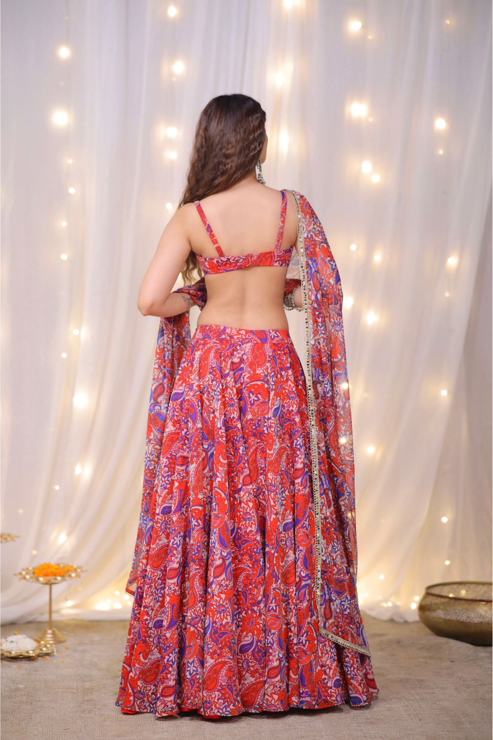 Multicolor paisley printed Lehenga set by Imagine By Shiwali, featuring vibrant traditional embroidery and matching dupatta.
