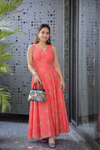 Imagine by Shiwali Mili orange dress featuring a stylish, sleeveless design with a fitted waist and flowy fabric.