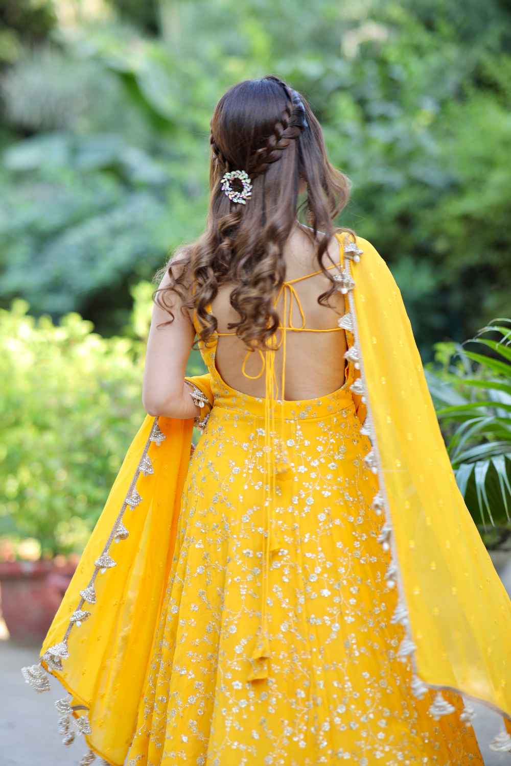 Yellow Noor Anarkali dress with intricate zari work by Imagine By Shiwali, featuring traditional embroidery and elegant design.