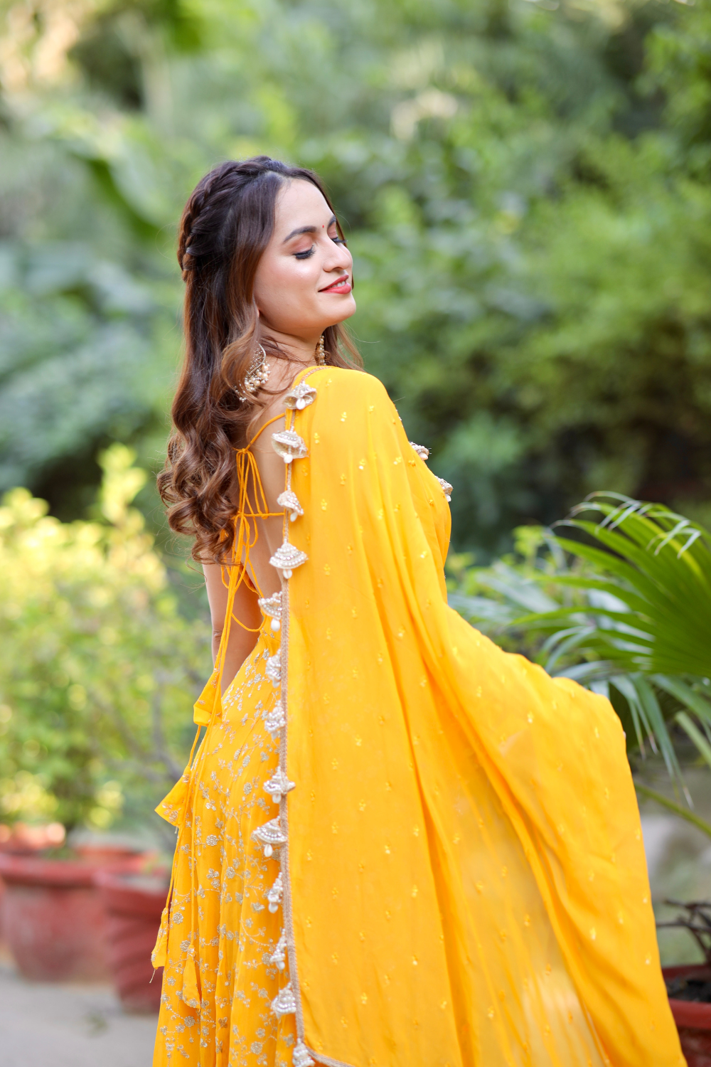 Yellow Noor Anarkali dress with intricate zari work by Imagine By Shiwali, featuring traditional embroidery and elegant design.