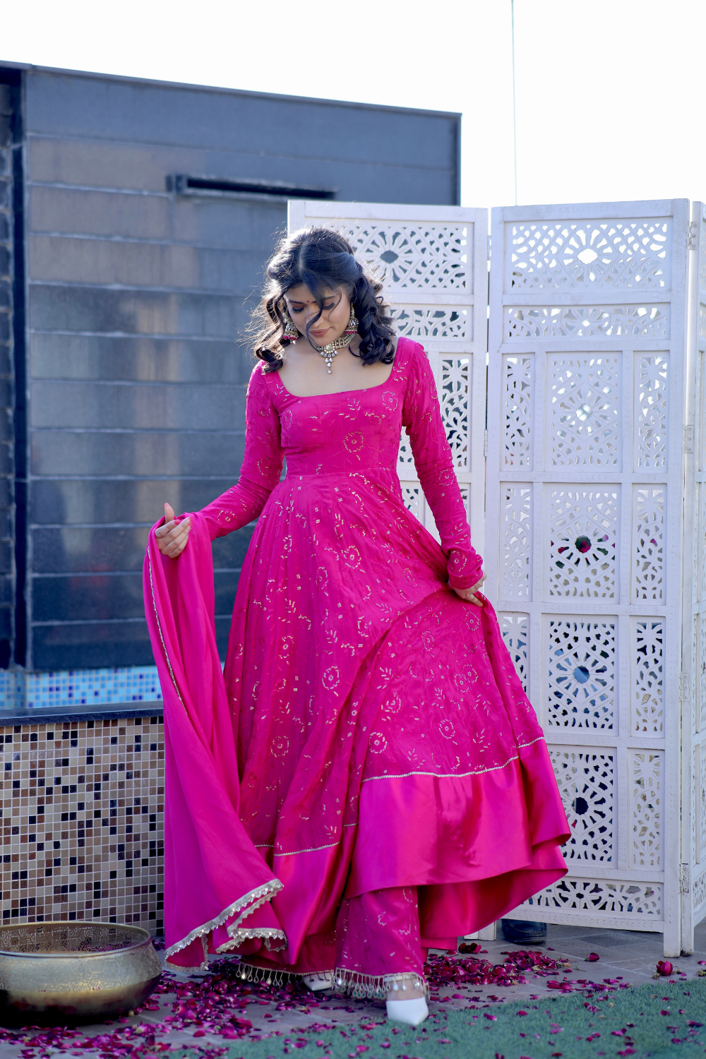 About Nurvi Hot Pink Anarkali with Plazo Pants