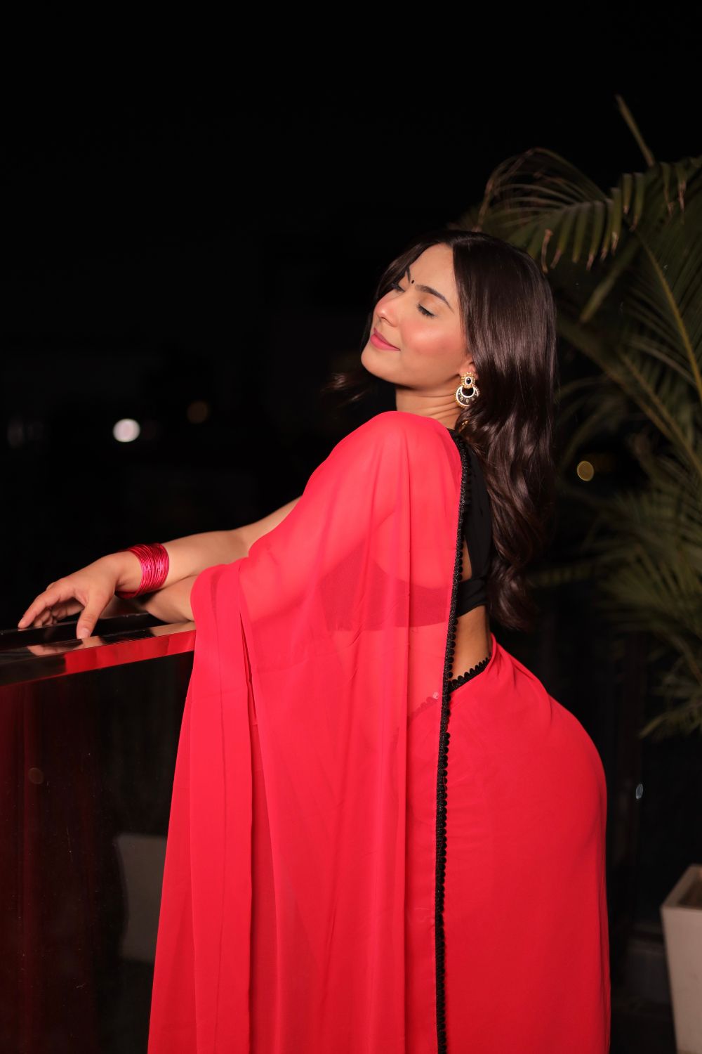 Raveena georgette saree with matching blouse from Imagine By Shiwali, featuring vibrant fabric and elegant design.