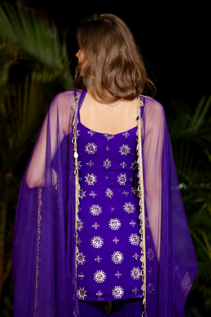 Purple Rekha Sharara Suit by Imagine By Shiwali featuring intricate embroidery and flowing fabric, traditional Indian ethnic wear.