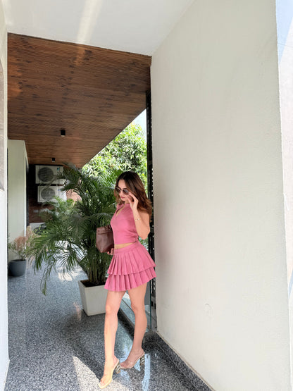 Imagine by Shiwali pink skirt and top set, featuring a stylish matching ensemble with a flowy skirt and coordinating top.