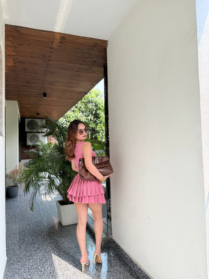 Imagine By Shiwali Roma pink skirt and top set, featuring a stylish matching outfit with a flowing skirt and coordinating top.