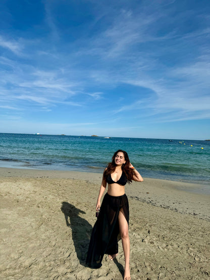 Scarlet Black bikini set by Imagine By Shiwali, featuring a triangle top and matching bikini bottoms.