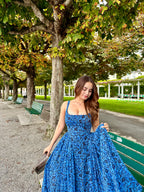 Imagine By Shiwali Tracy Black Blue gown shown on a model, featuring elegant drape and stylish design for special occasions.