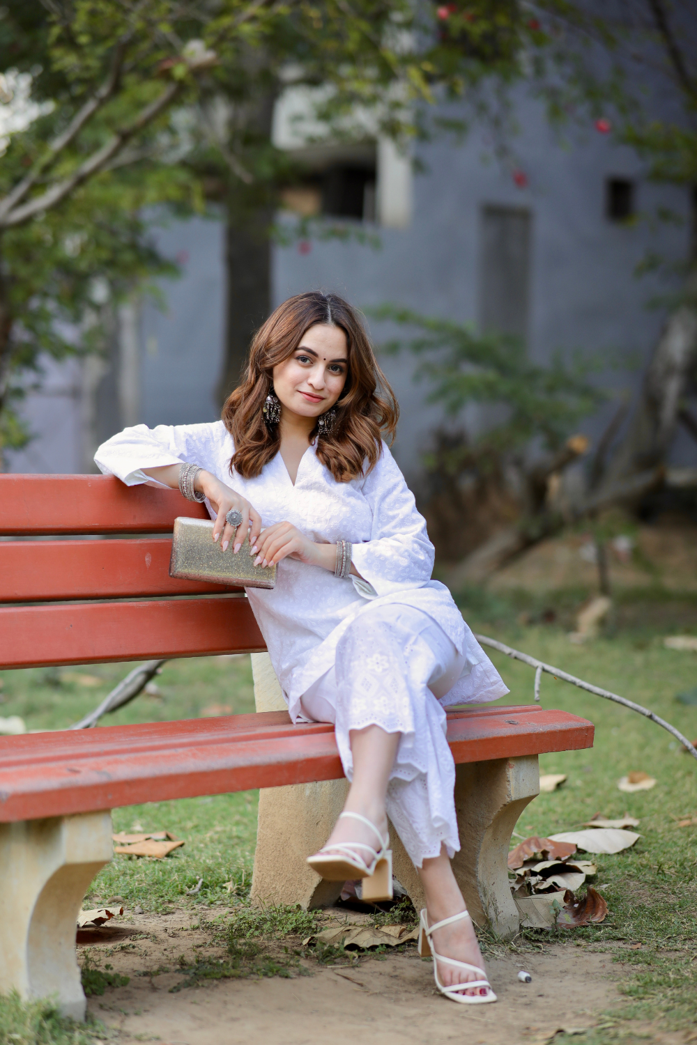 Aliza Chickankari short kurta and matching pants by Imagine By Shiwali, featuring intricate embroidery and comfortable fit.