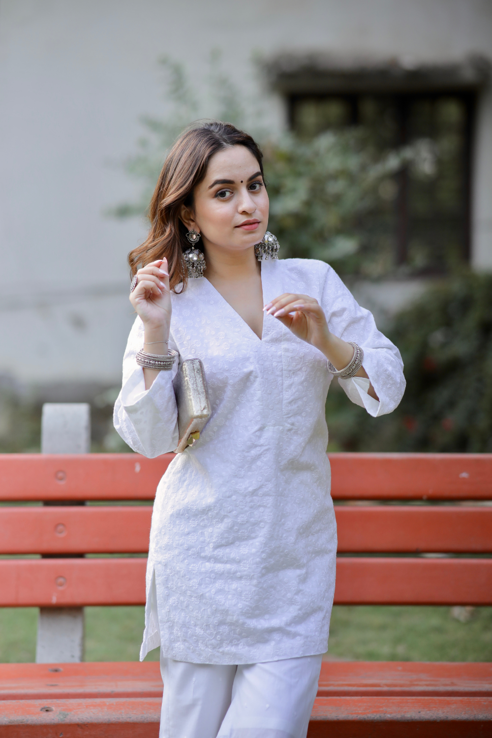 Aliza Chickankari short kurta with matching pants by Imagine By Shiwali, featuring intricate embroidery and traditional design.