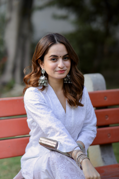 Imagine by Shiwali Aliza Chickankari short kurta and matching pants, featuring intricate embroidery and traditional Indian design.