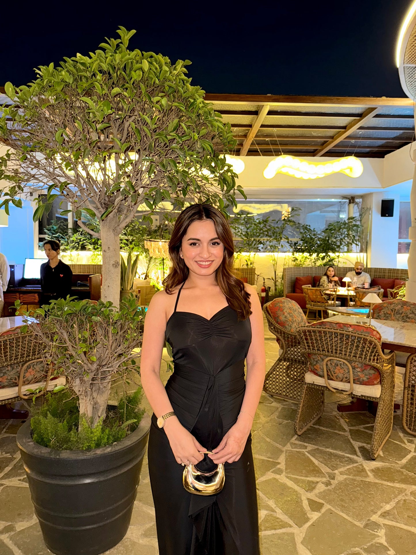 Black midi dress from Imagine By Shiwali featuring a sleek, fitted silhouette and elegant design, perfect for stylish occasions.
