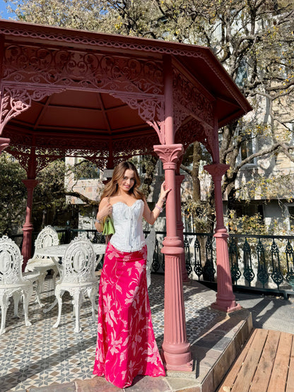 Pink chiffon skirt by Imagine By Shiwali, flowing fabric with a soft, elegant design for stylish wear.