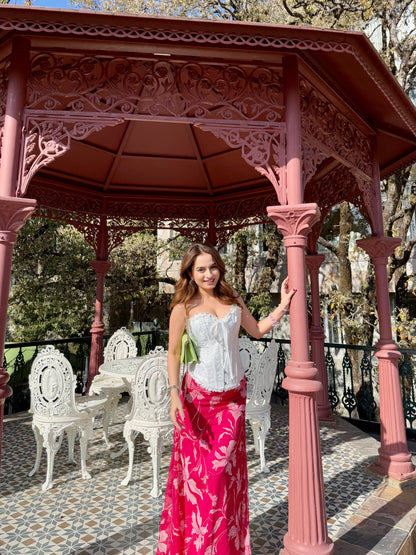 Pink chiffon skirt by Imagine By Shiwali, featuring a flowy, lightweight fabric with a stylish, feminine design.