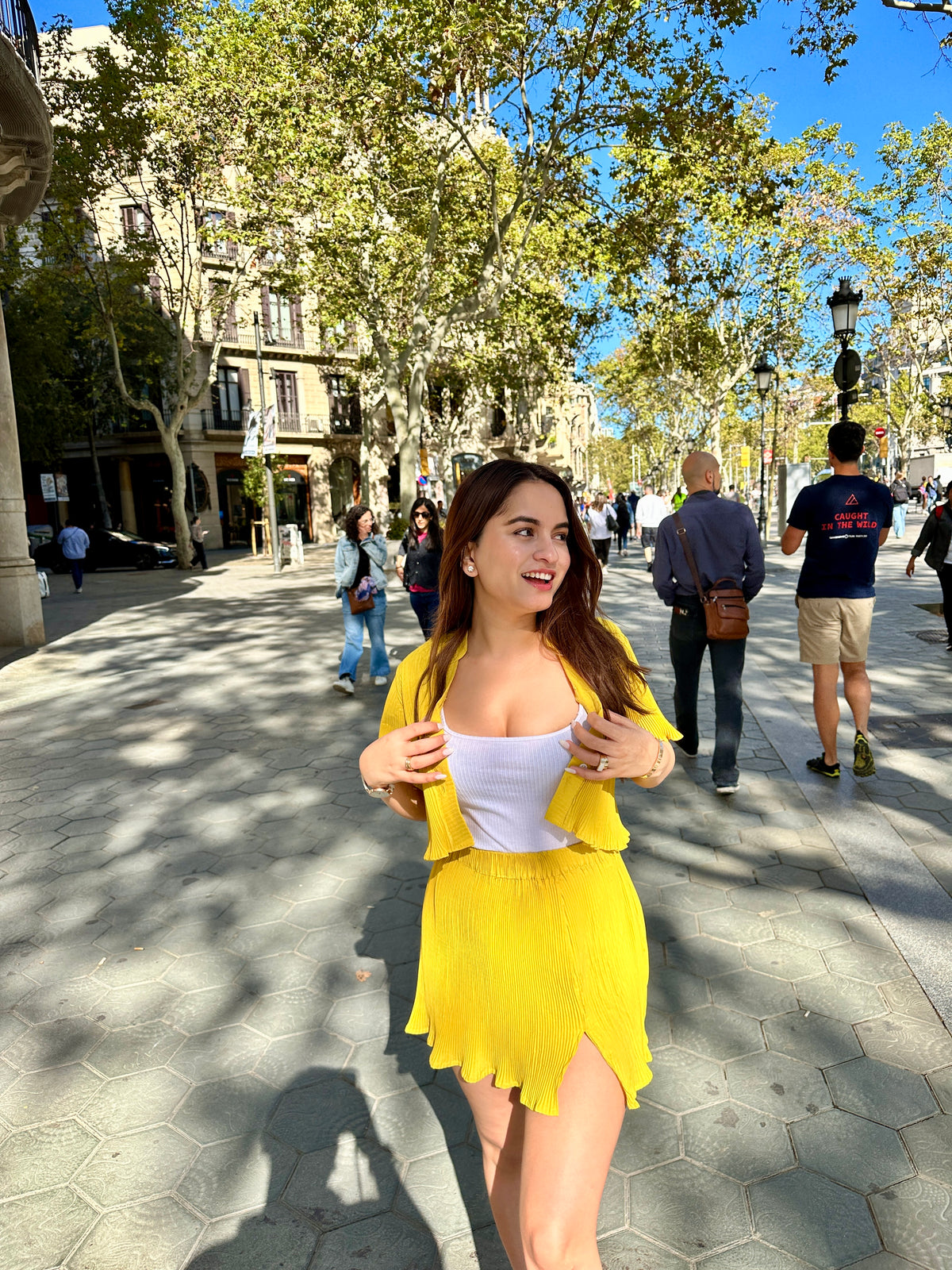 About Crinkled yellow co ord set