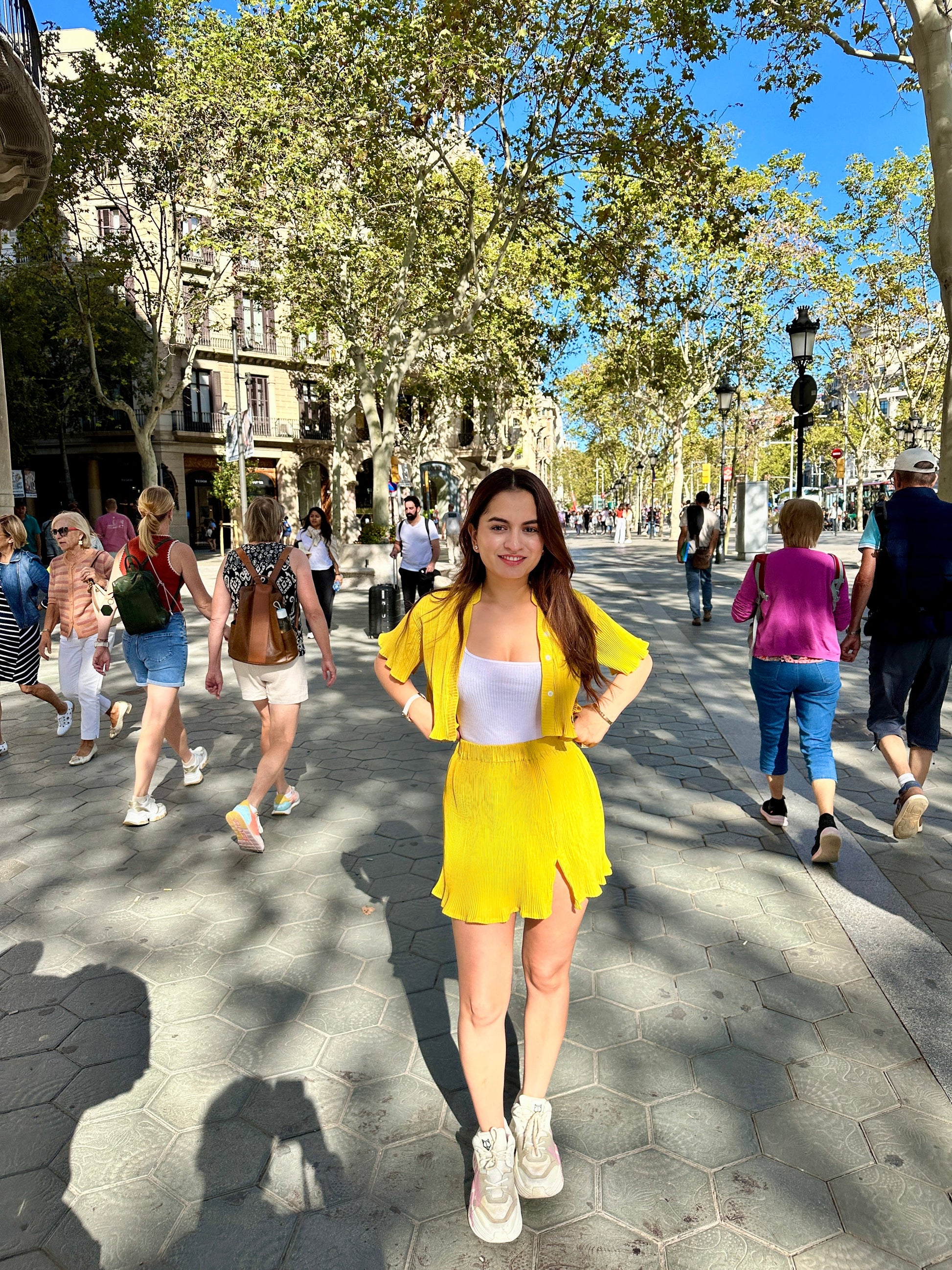 Crinkled yellow co-ord set by Imagine By Shiwali featuring a matching top and pants with a textured, stylish design.