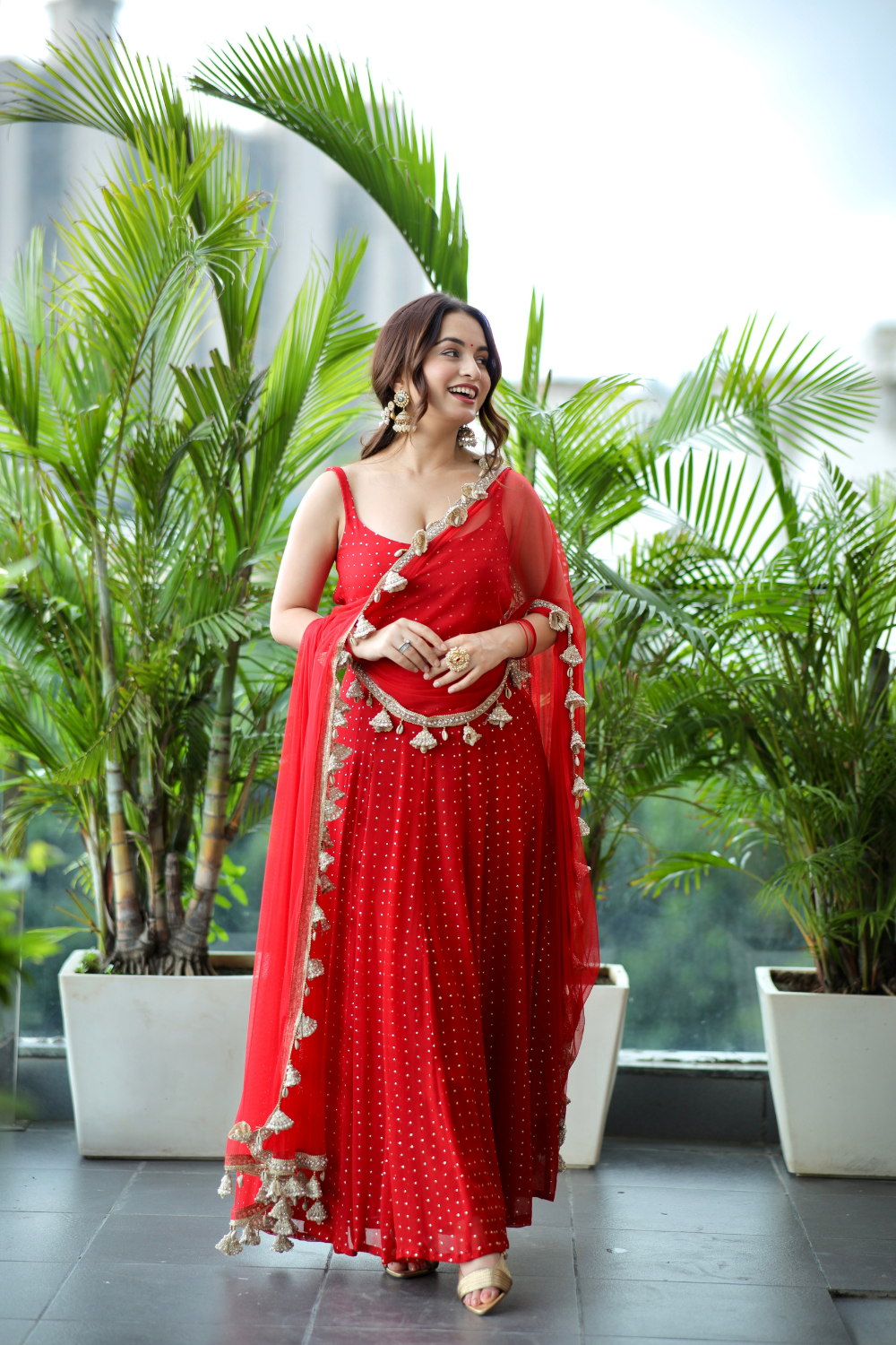 About Dolly Red Anarkali