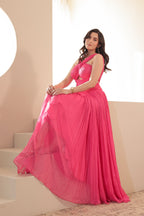 Imagine By Shiwali Genelia pink gown, floor-length dress with elegant fabric and intricate design, ideal for special occasions.
