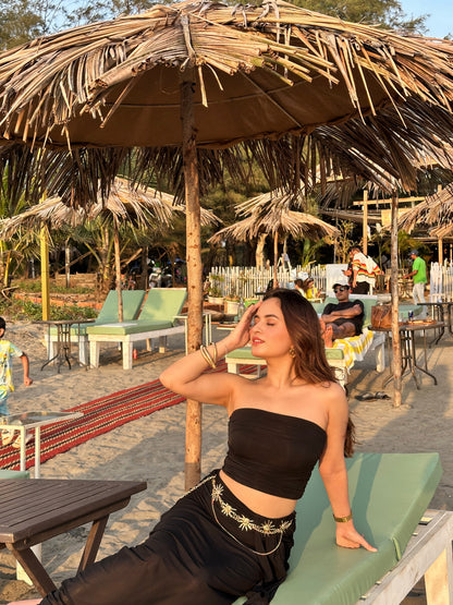 Black Jennifer tube top and skirt set by Imagine By Shiwali, stylish two-piece outfit with fitted design and sleek look.