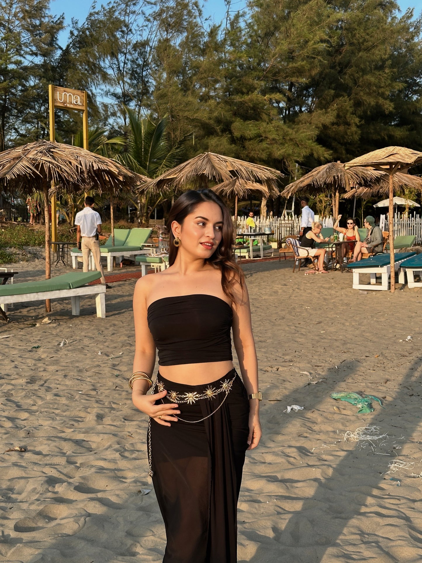 Imagine By Shiwali Jennifer black tube top and skirt set, stylish two-piece outfit with fitted design and sleek fabric.