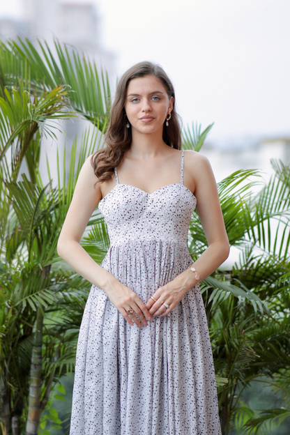 White cotton gown by Imagine By Shiwali featuring a relaxed fit and soft fabric for comfortable wear.