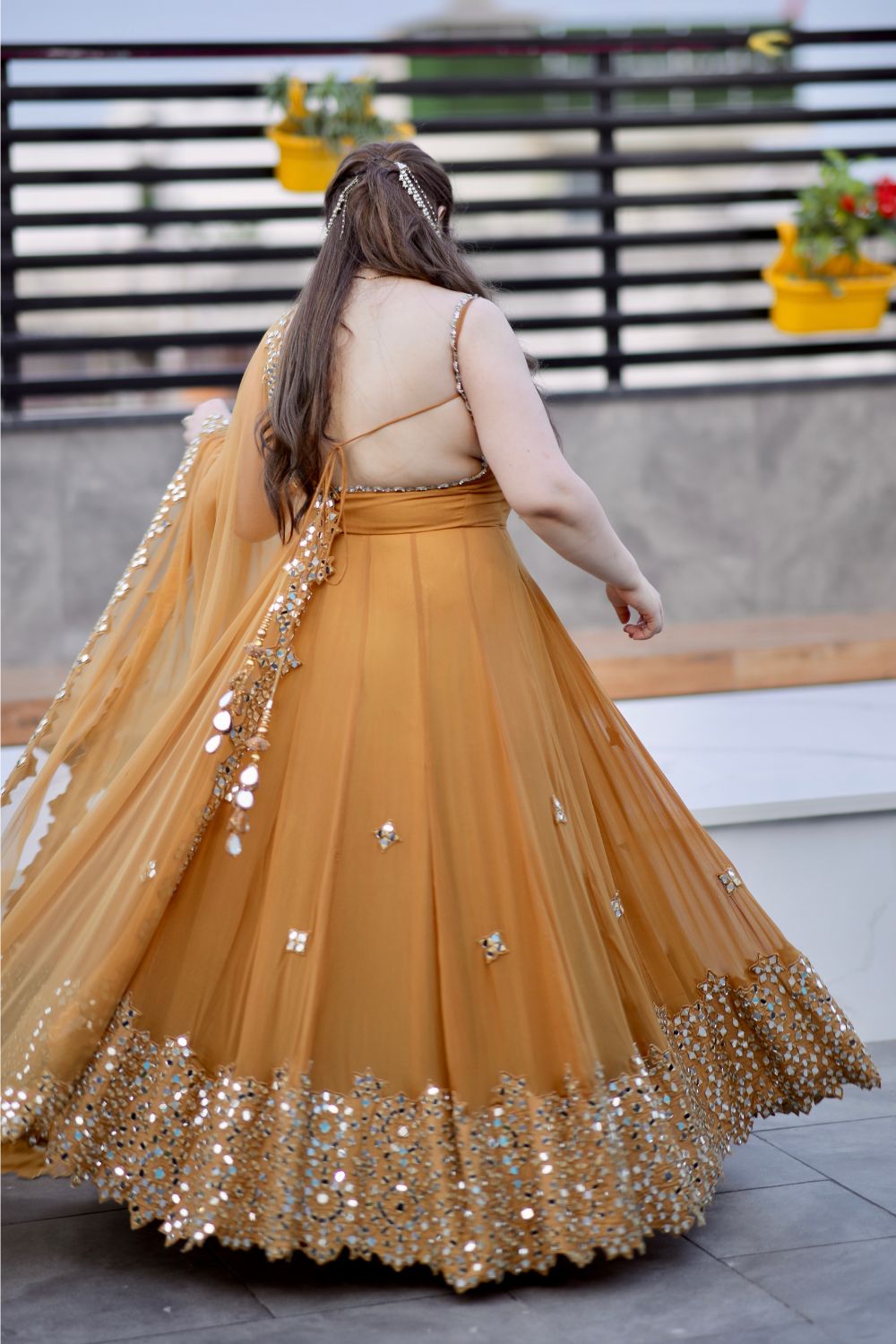 Madhubala Mirrorwork Anarkali - Brown | Imagine By Shiwali Madhubala Mirrorwork Anarkali - Brown | Imagine By Shiwali