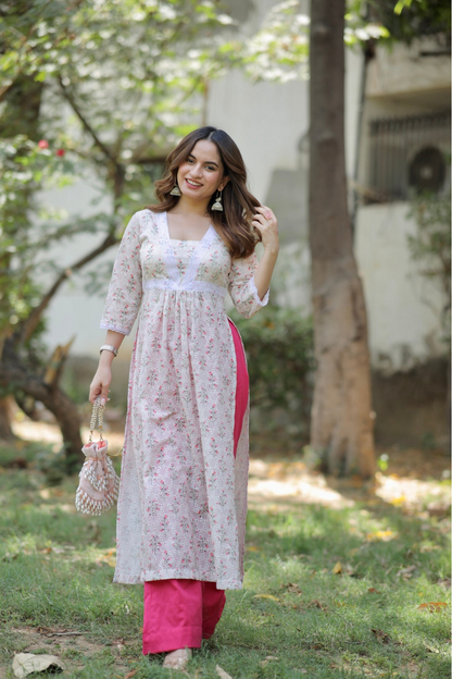 Imagine by Shiwali Mala cotton kurti set featuring a traditional kurti and matching bottoms, displayed on a neutral background.