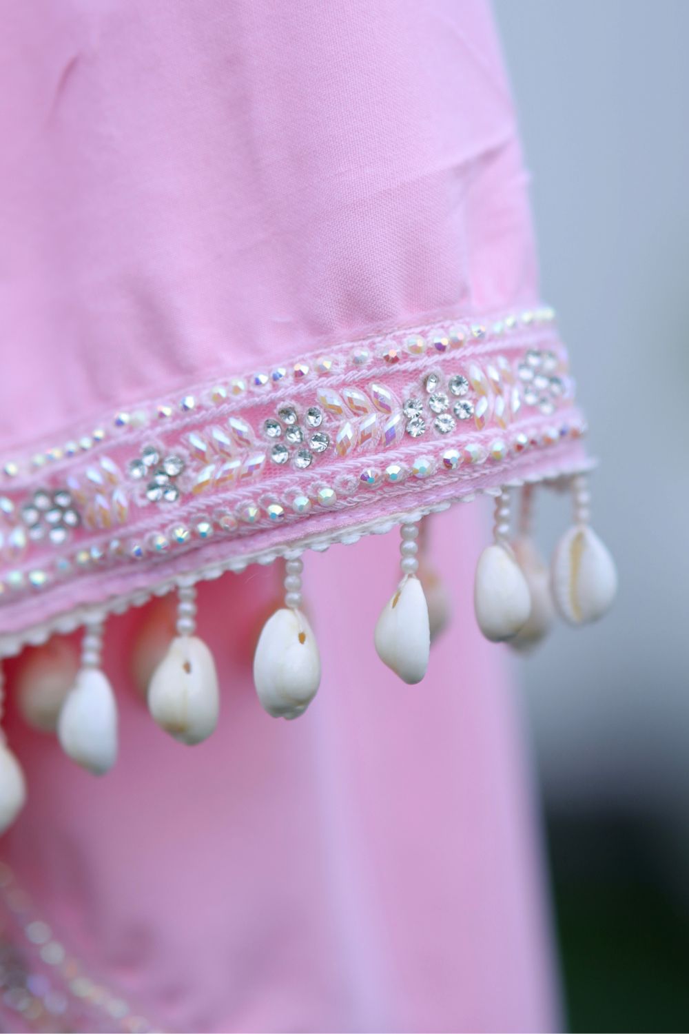 Elegant Meera White-Pink Anarkali dress by Imagine By Shiwali, featuring intricate embroidery and flowing fabric.