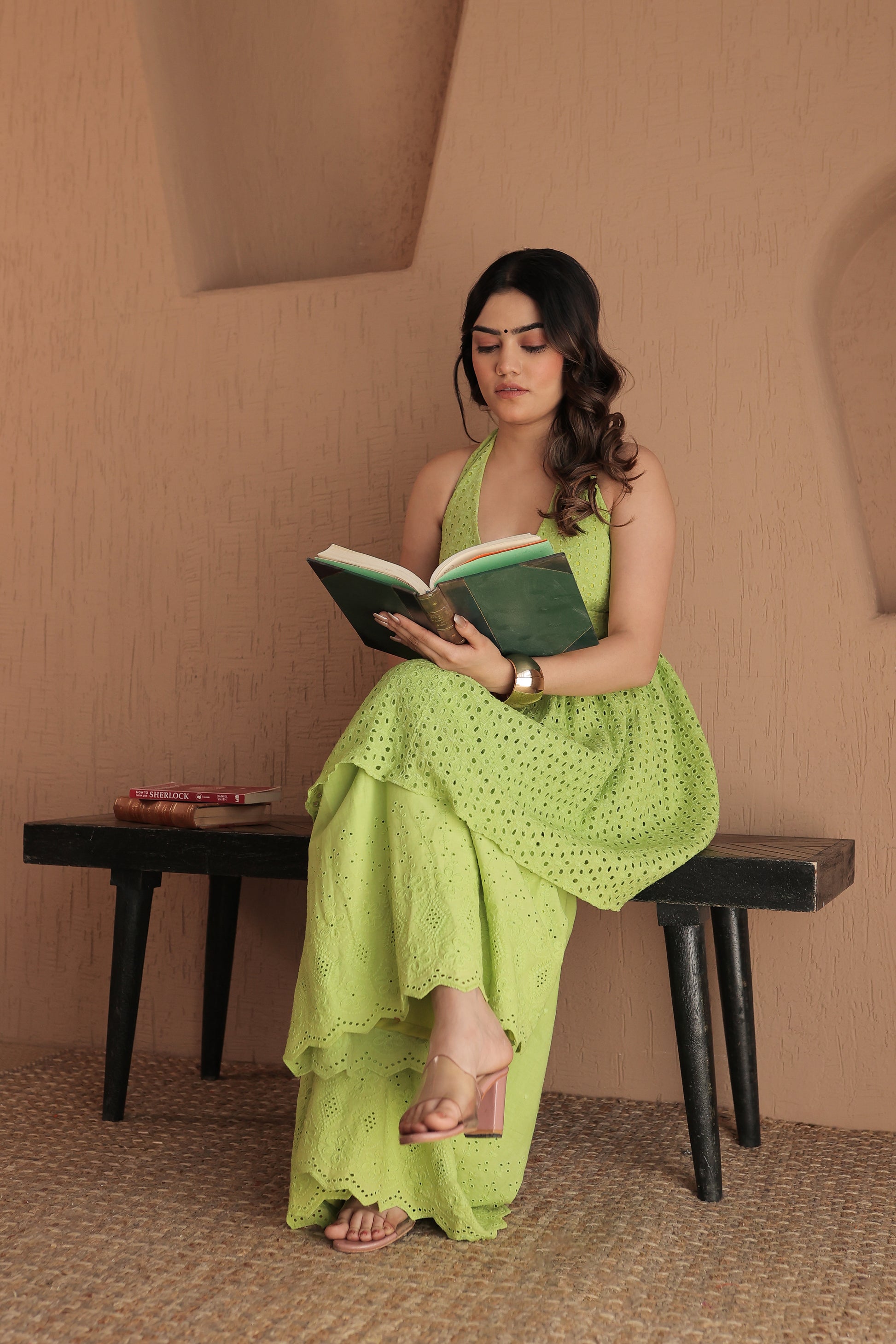 Roop green cotton co-ord set by Imagine By Shiwali featuring a stylish matching top and pants for casual wear.