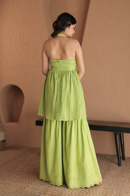 Imagine By Shiwali Roop green cotton co-ord set featuring a matching top and pants, casual and comfortable for everyday wear.