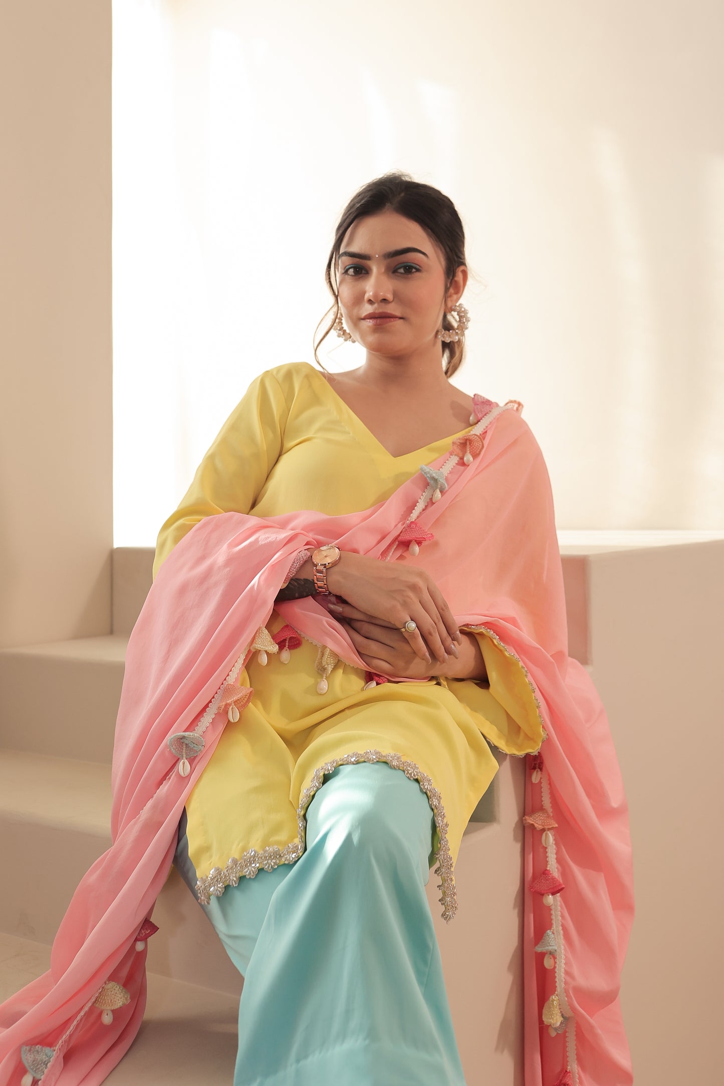 Imagine By Shiwali Taara 3-color straight suit featuring vibrant fabrics and elegant design in a stylish, versatile outfit.