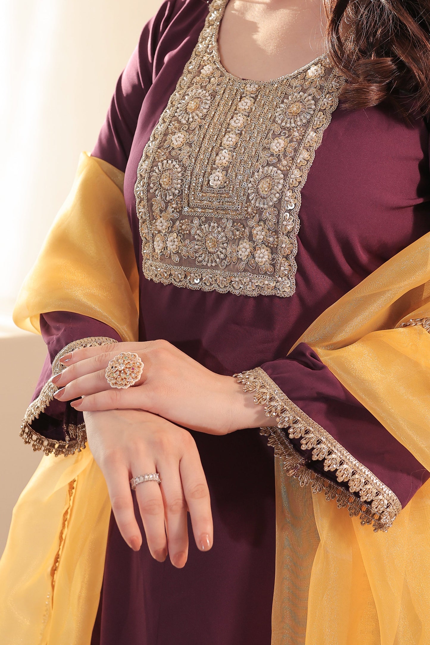 Imagine By Shiwali Taara 3-color straight suit with vibrant fabric and elegant design, shown in a well-lit front view.